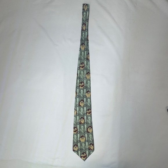 Warner Bros. Other - Looney Toons Tazmanian Devil Taz Dollar Bill Vintage Collectible Tie